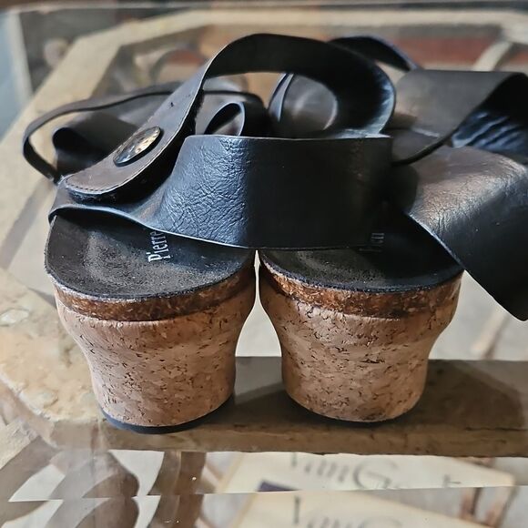 Pierre Dumas Chantal 4 Black Wedge Open Toe Sansals Size 9 - Picture 4 of 9